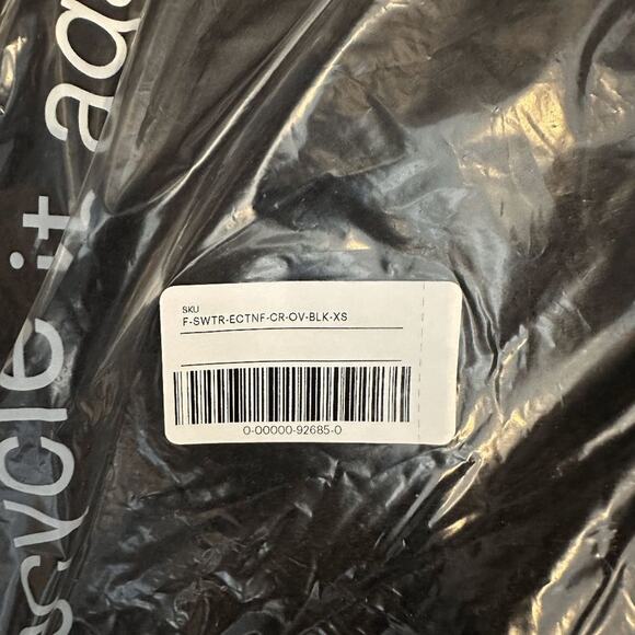 NWT Everlane Womens Black The ReNew Fleece Oversized Crew Sweatshirt Size XS - Picture 6 of 6